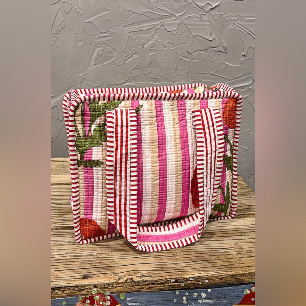 🆕🤍POL PINK STRIPE COTTON MINI BAG